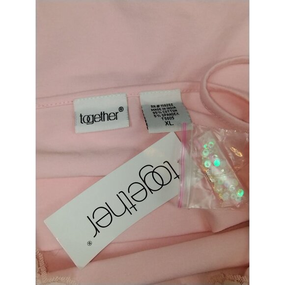 Together Womens XL Pink Lace Trim Cami Top With Sequins - Picture 3 of 7